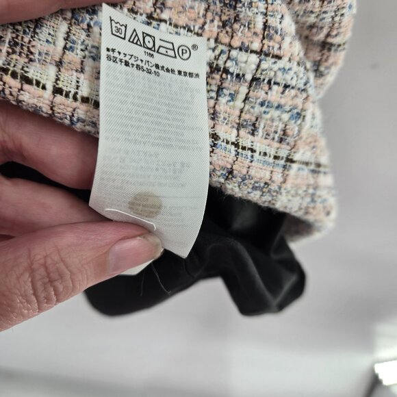 Banana Republic Pink White Blue Textured Tweed Midi Lined Skirt Size 4 - Picture 8 of 9